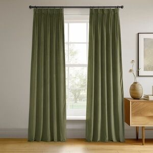 NWT 25x120” Hunter Green Exclusive Fabrics Pleated Blackout Velvet Curtain